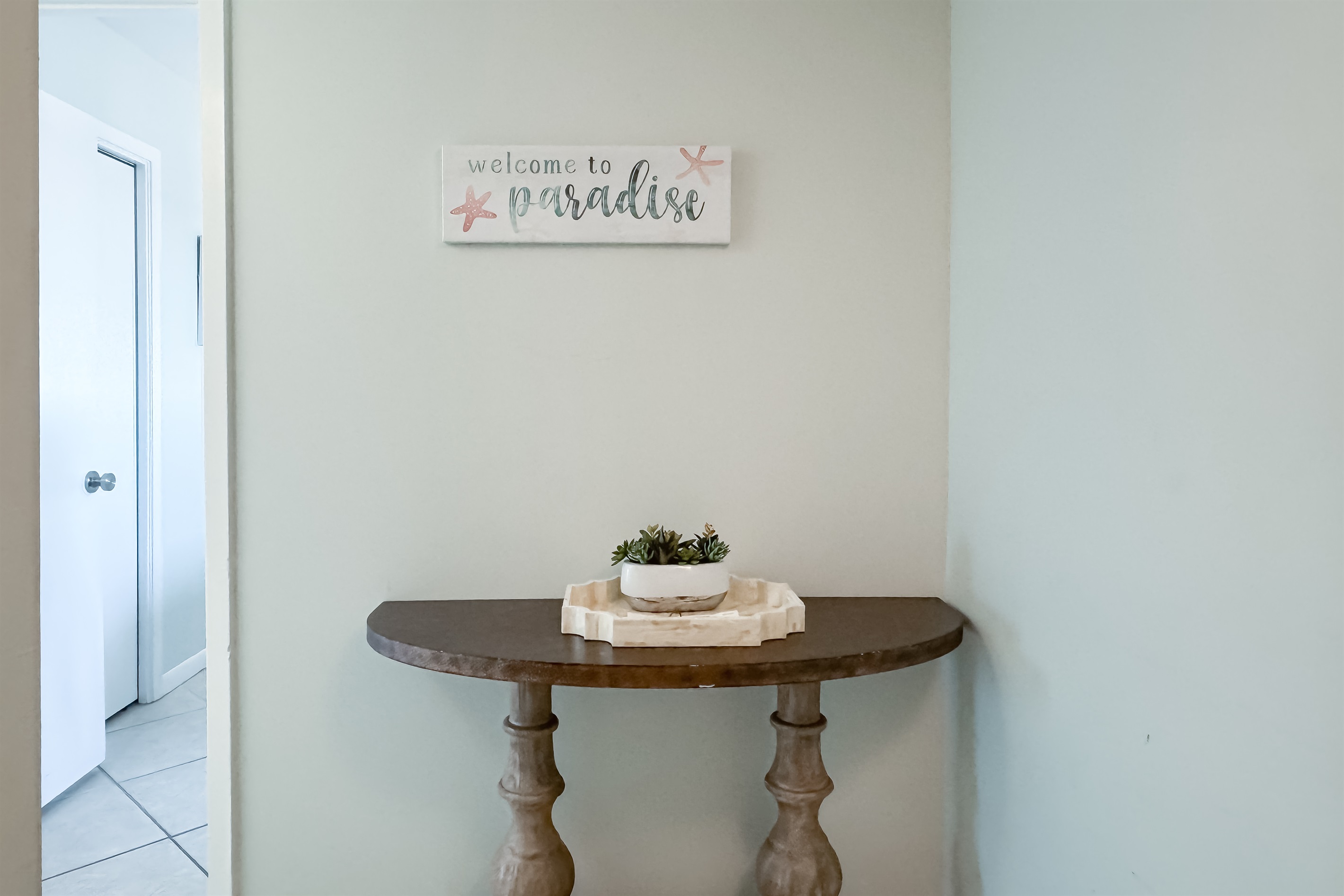 Embracing coastal charm with thoughtfully selected decor.