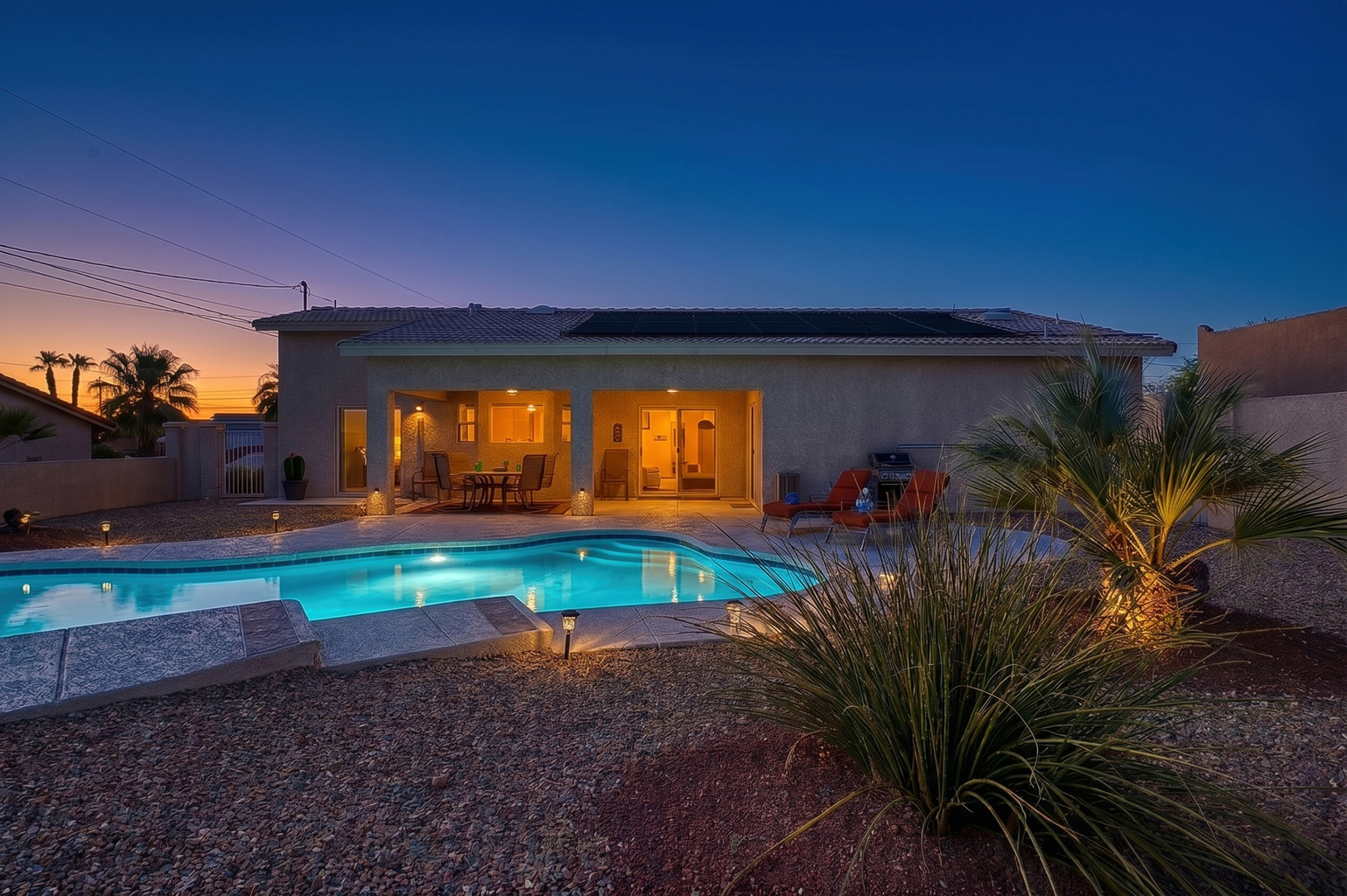 Back Patio Pool - evening