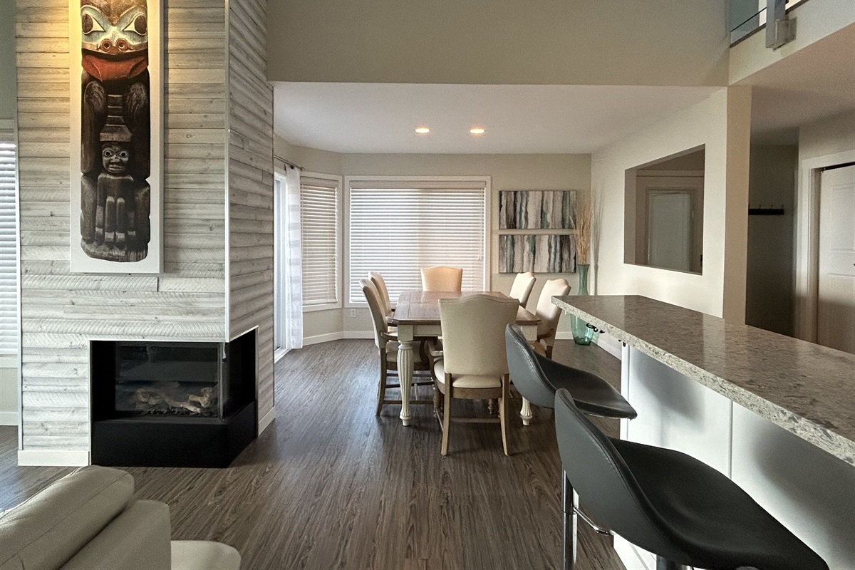 Comortable dining inside or on the deck