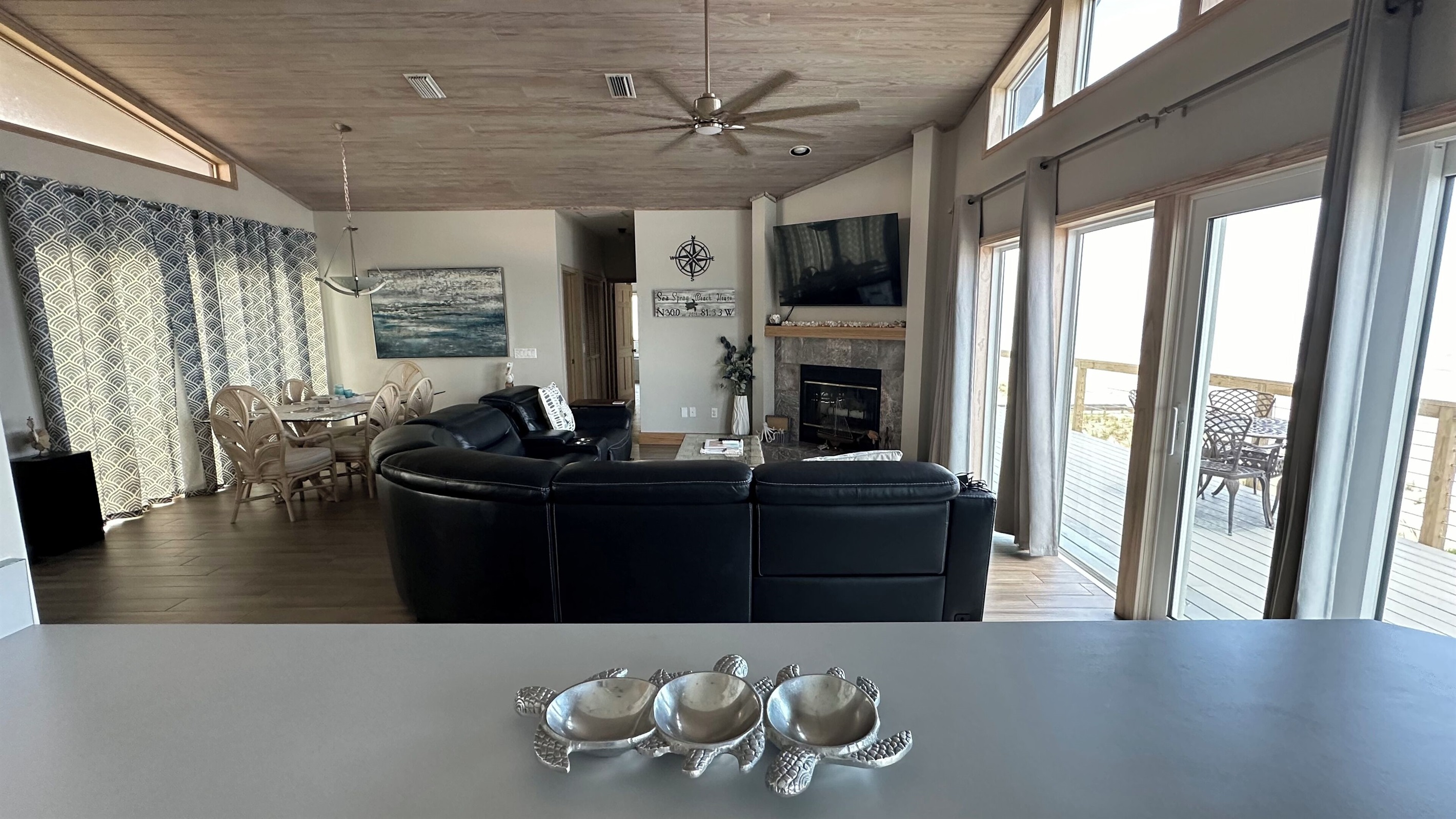 View from the kitchen into the living room