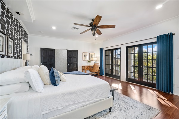 Spacious Master Suite with King Bed, desk and chair