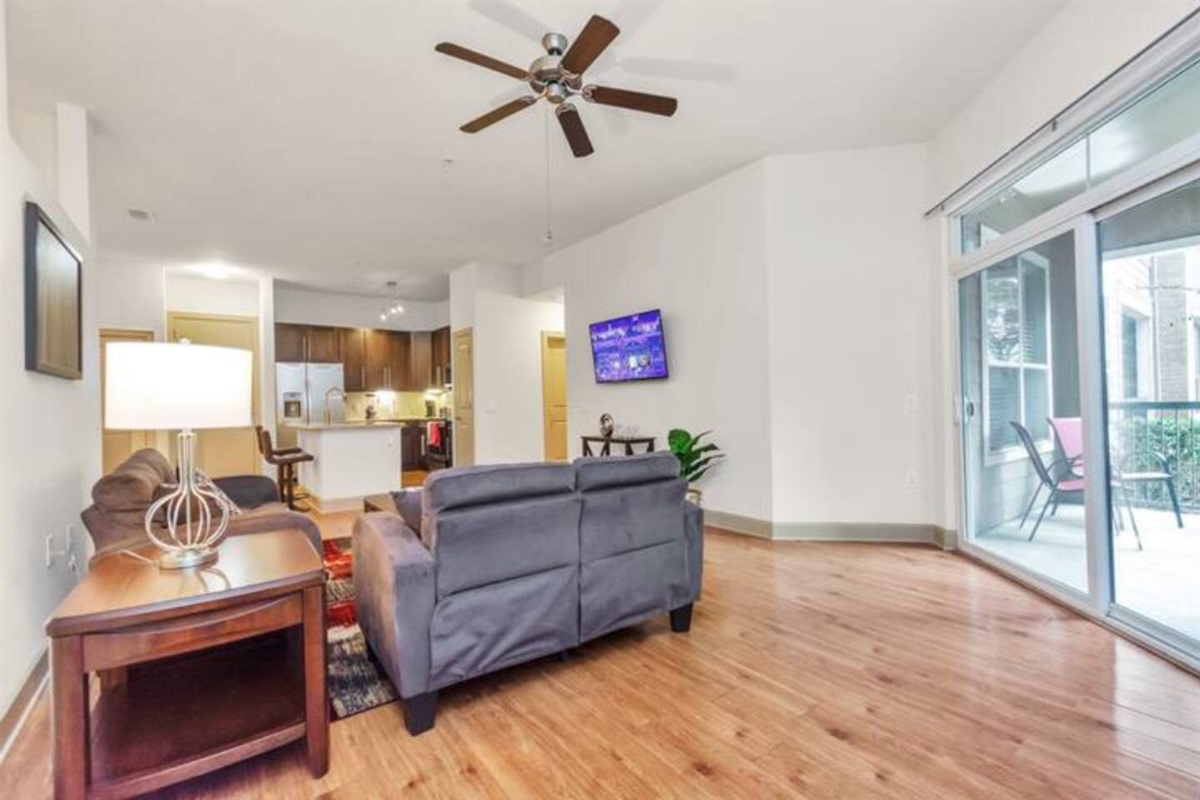 Relaxing living room w/ patio view