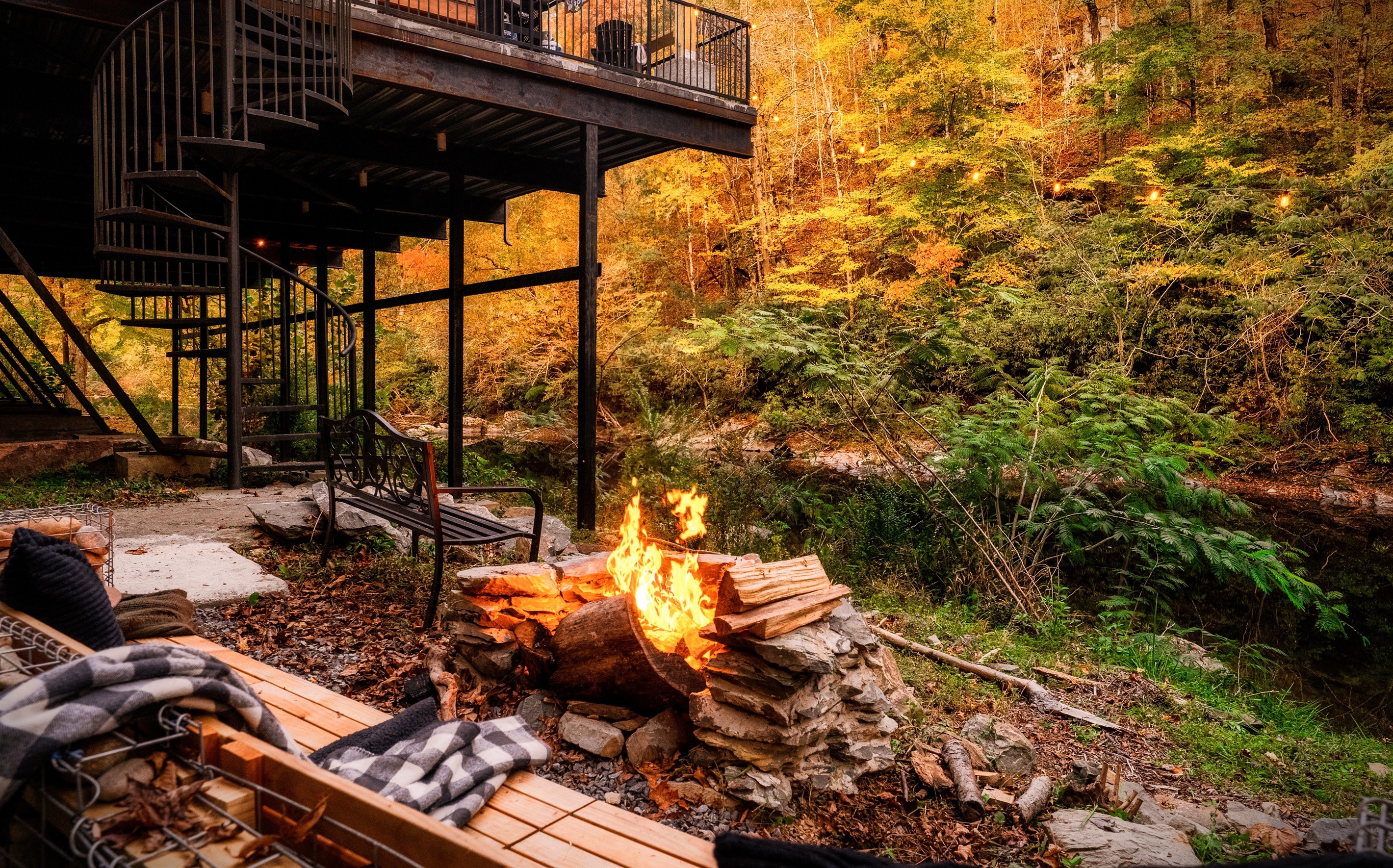 Listening in to the sound of water while having a firepit conversation by the river is a definite must! Just you and your loved ones!