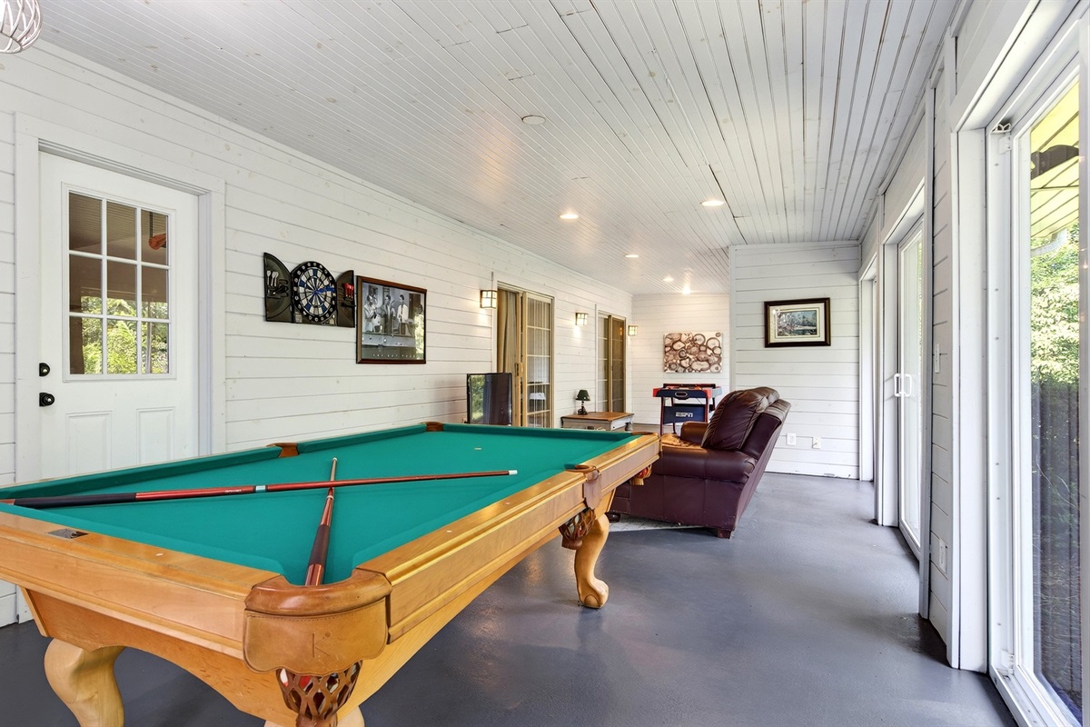 Have fun in the game room downstairs