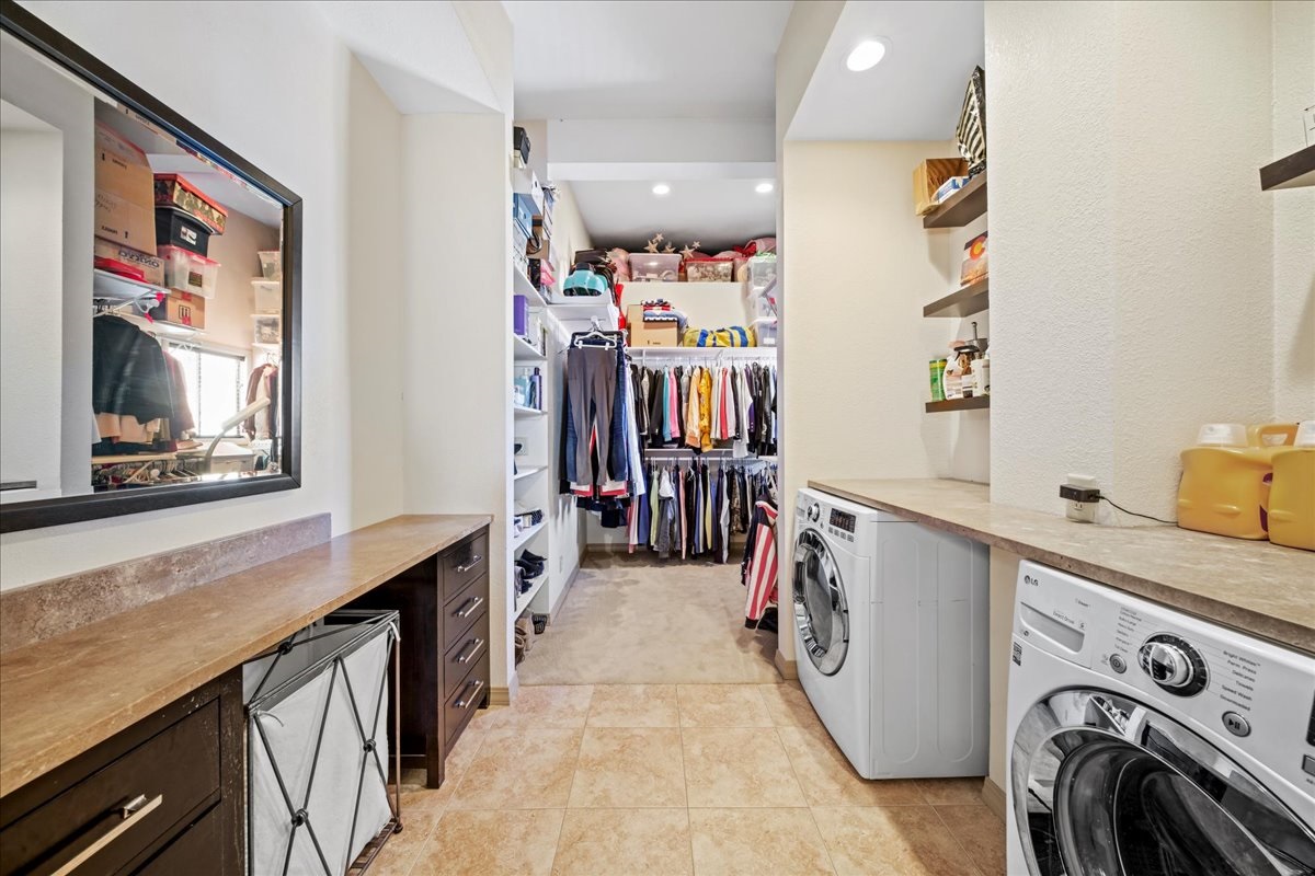 Master on suite laundry and closet