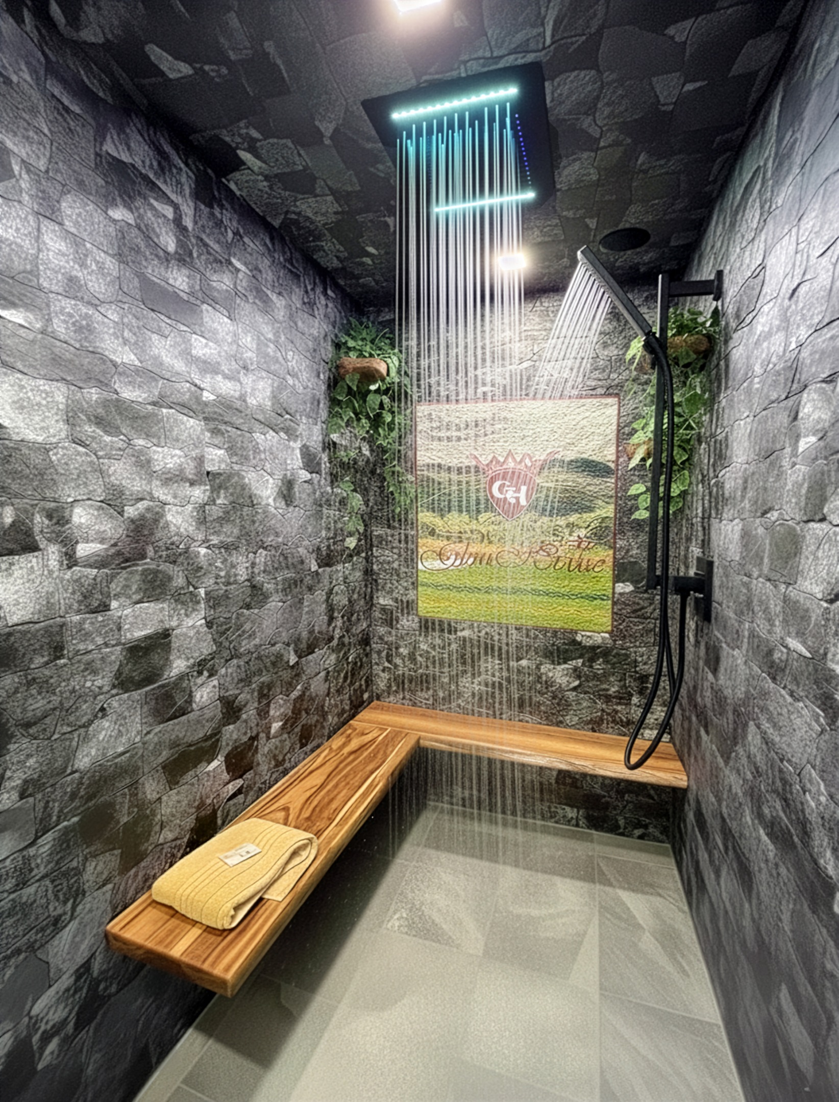 Grotto inspired steamroom shower