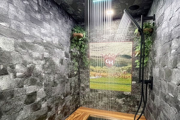 Grotto inspired steamroom shower
