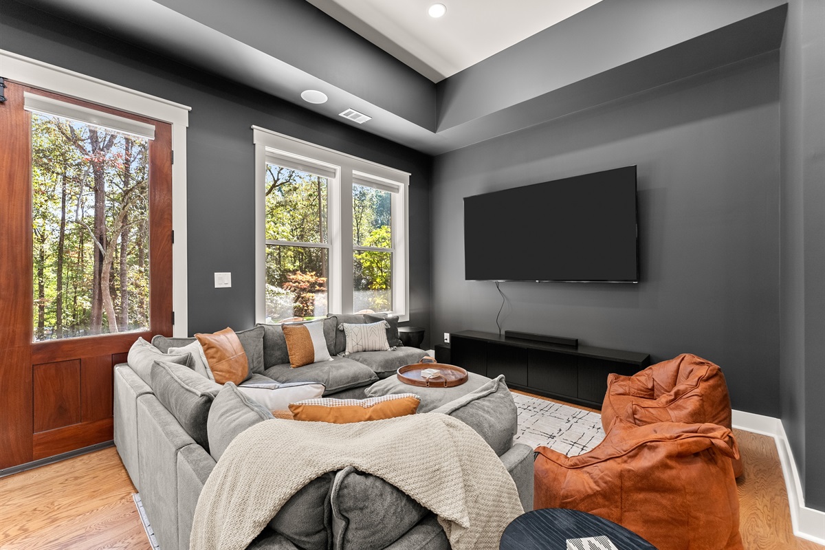 Large sectional for the whole group — cozy up for a film or game.