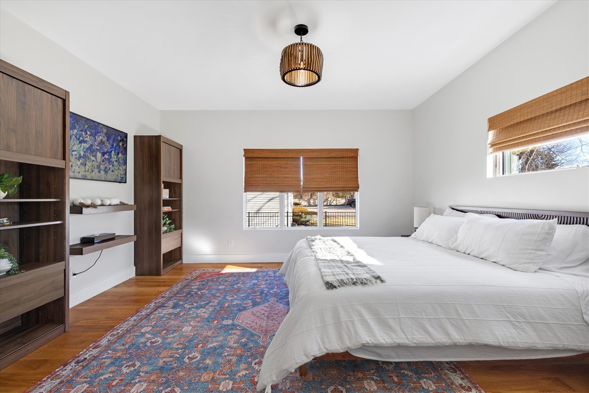 Another Photo of the first floor bedroom and TV. 