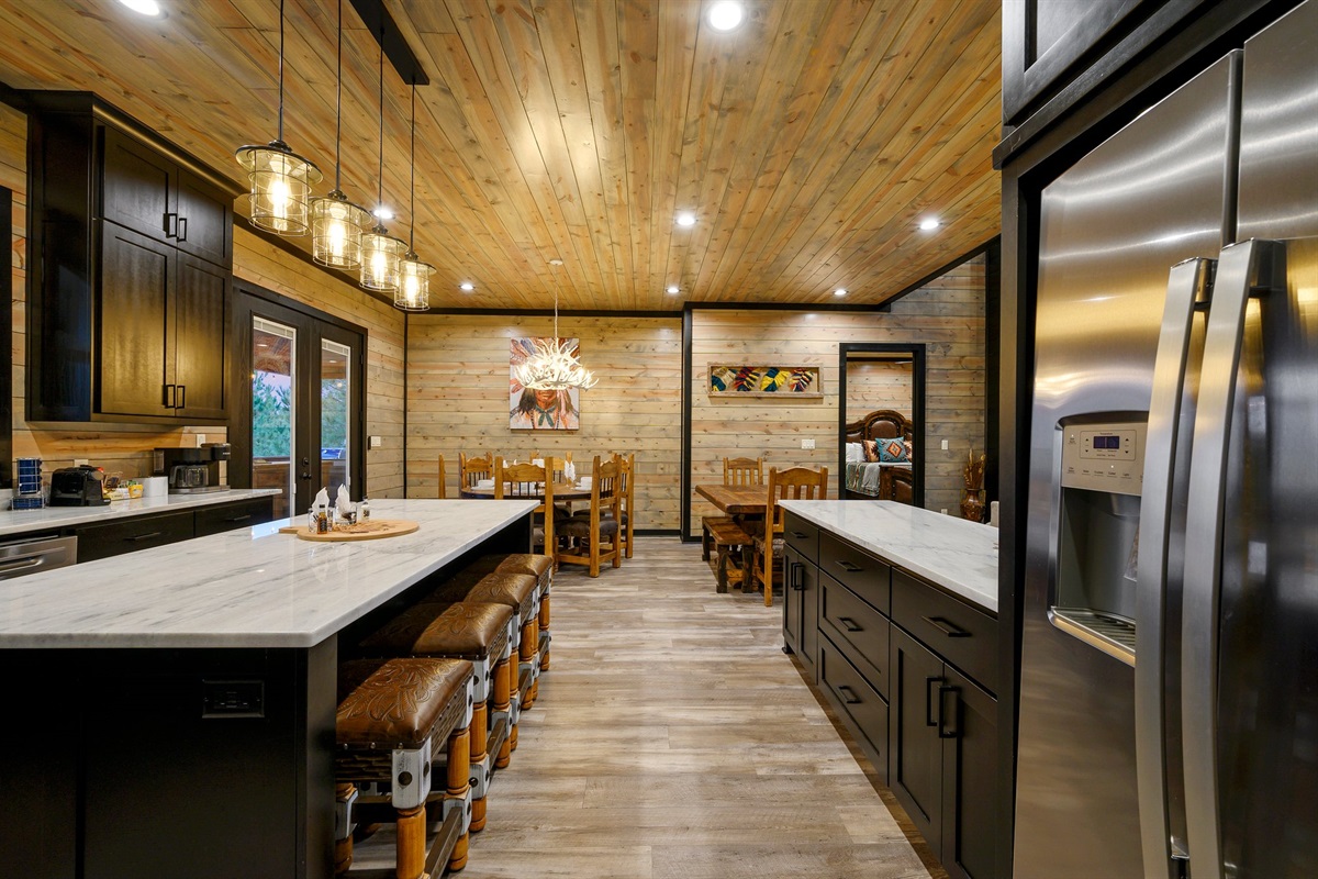 Double island provide ample counter space.