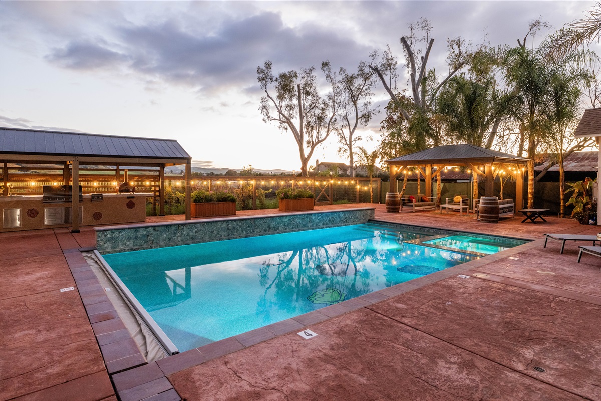 Perfect time for an evening dip in our heated pool.
