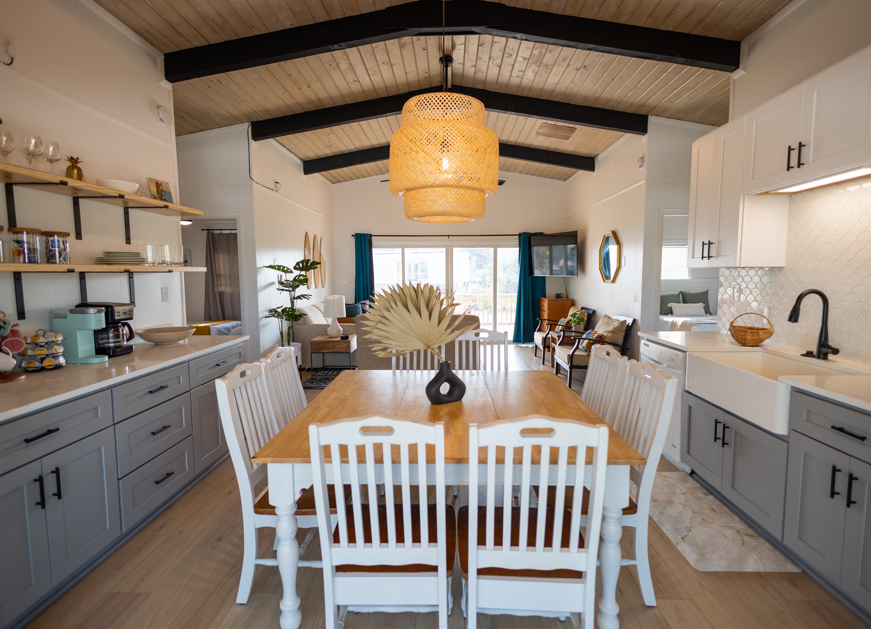 Open kitchen to living space!  Newly rennovated with 36 inch farmhouse sink!