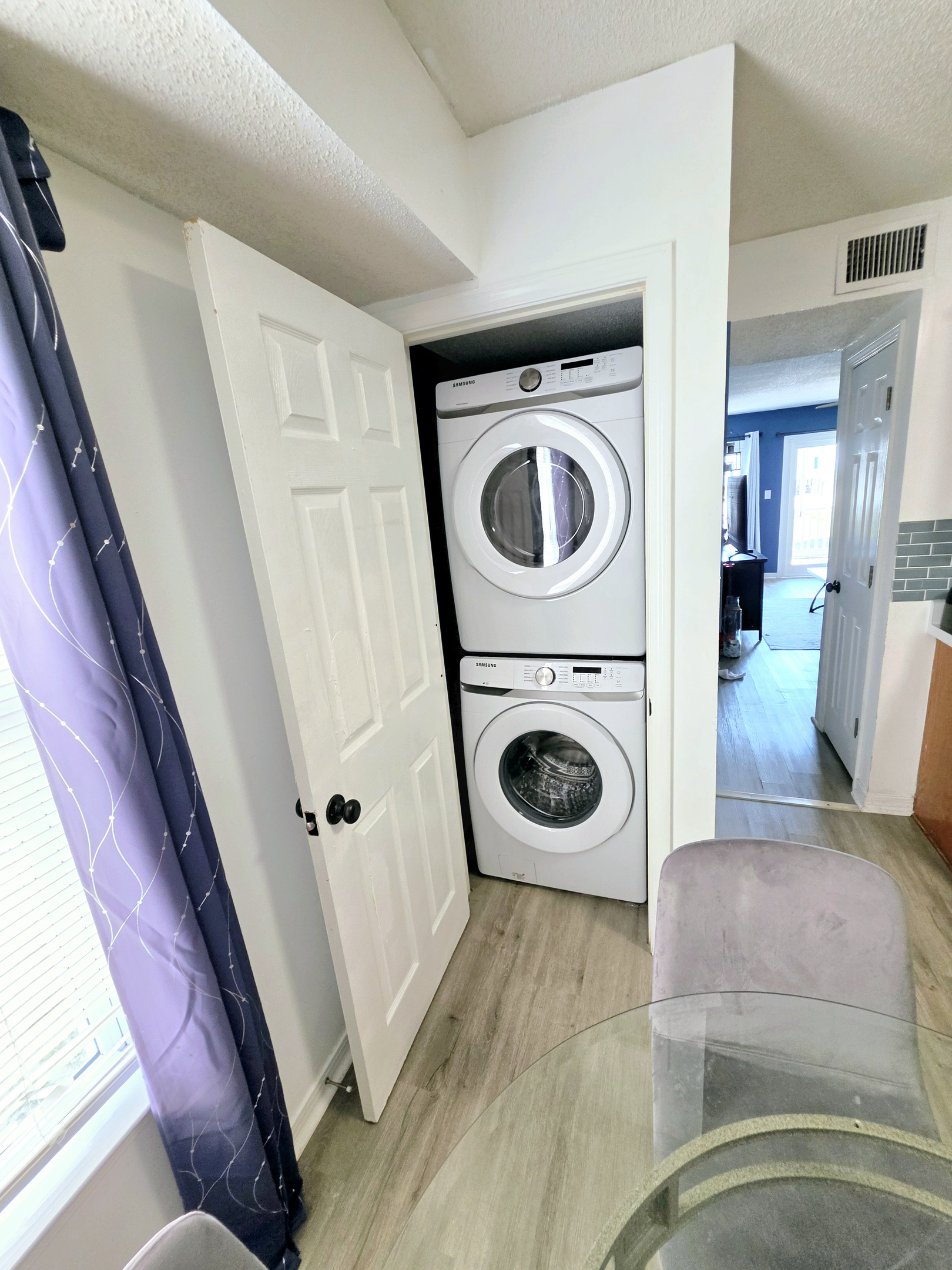Stacked washer and dryer