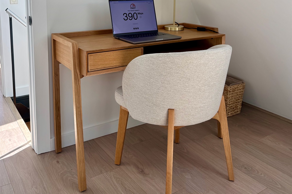 Need to get a little work done? A writing desk, climate control, and fast Wi-Fi has you covered.