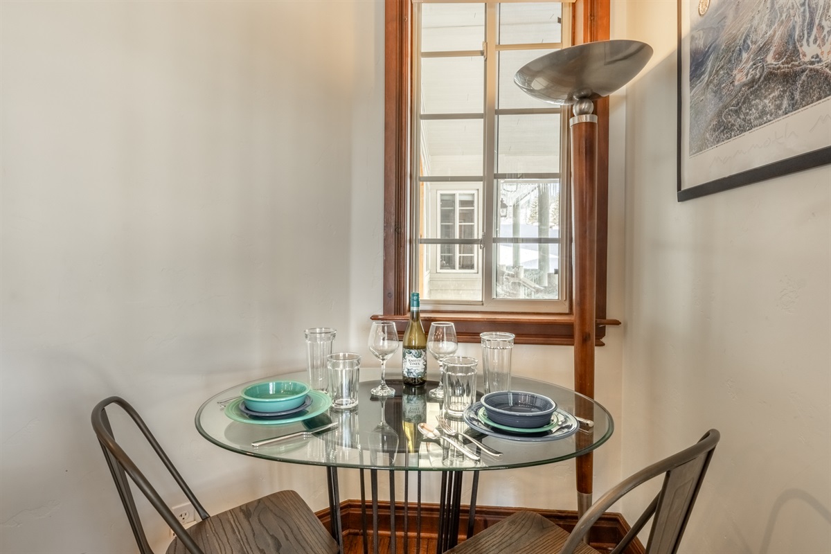 A dedicated workspace tucked just off the dining area—ideal for remote work, school, or planning the next day’s adventure. Or additional dining for extra guests.