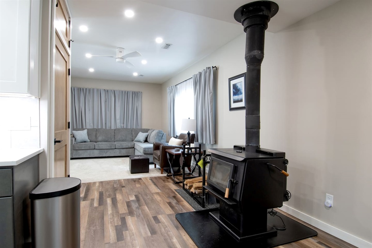 Wood burning stove that can be started by hosts when outdoor temperatures remain at 32 degrees or lower.