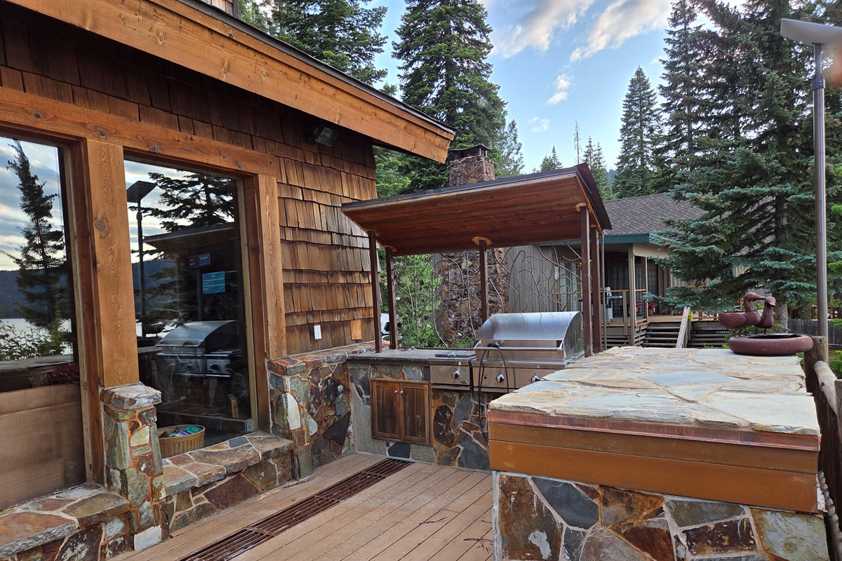 View from the deck to the side of the cabin.  Looking left when on the deck facing the lake.  We unfortunately are not allowed to have renters use our bbq.  So, the BBQ will be locked.