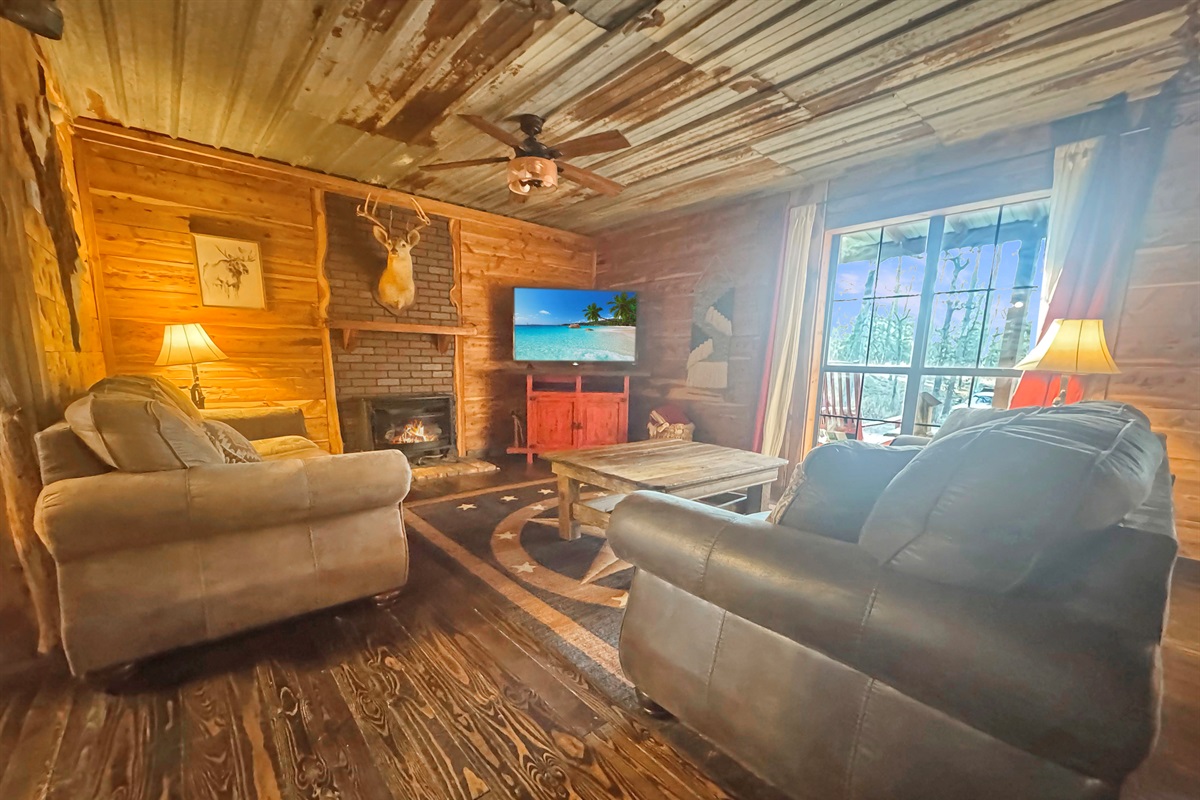 Sink into oversized comfort surrounded by timeless rustic charm.