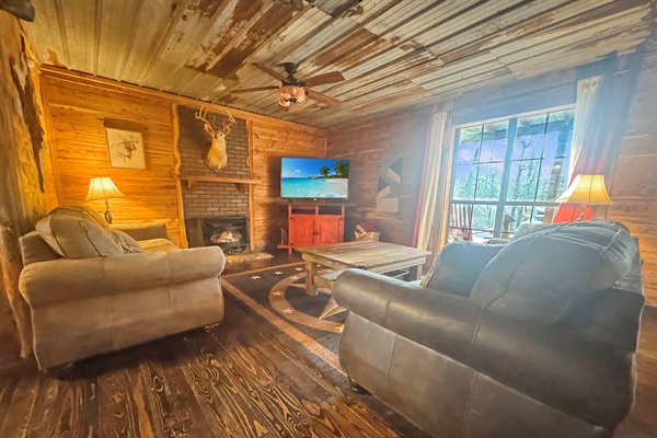 Sink into oversized comfort surrounded by timeless rustic charm.