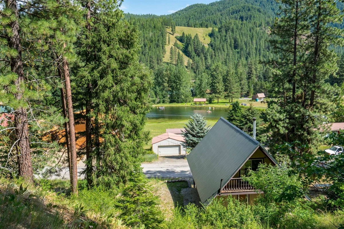 Scenic hillside views right from the deck and living room.