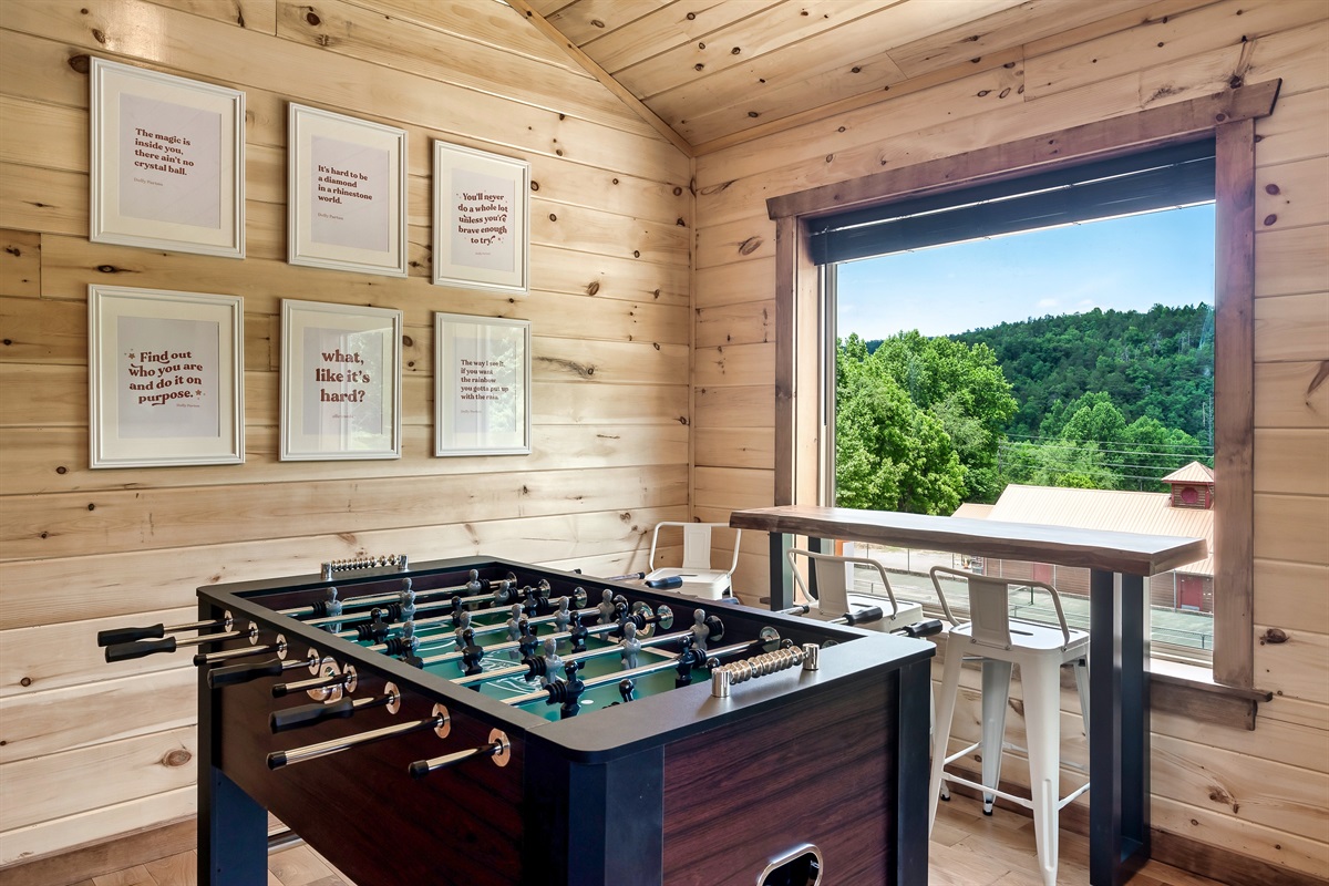 Challenge family and friends to a game of foosball