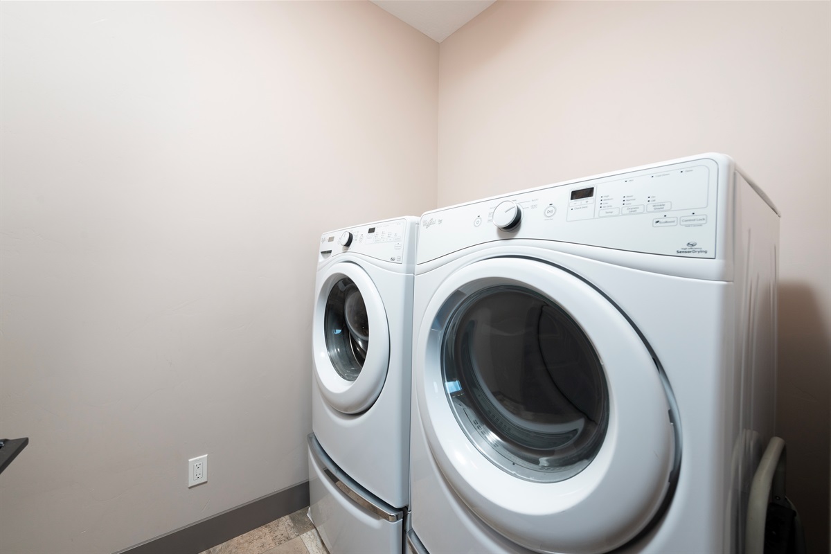 Convenient laundry room with washer and dryer on the main level.