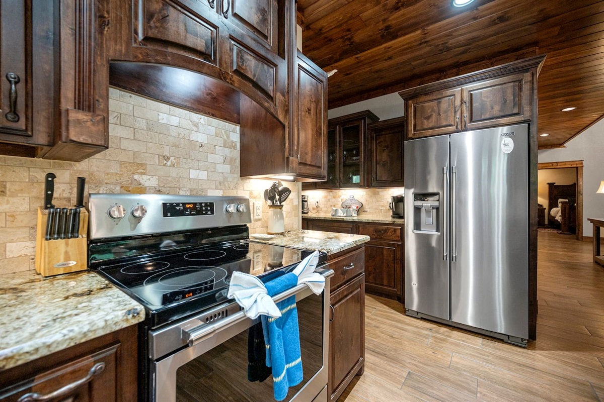 The kitchen includes all the gadgets and appliances you will need