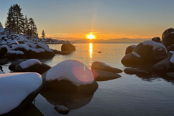 Winter sunset at Sand Harbor