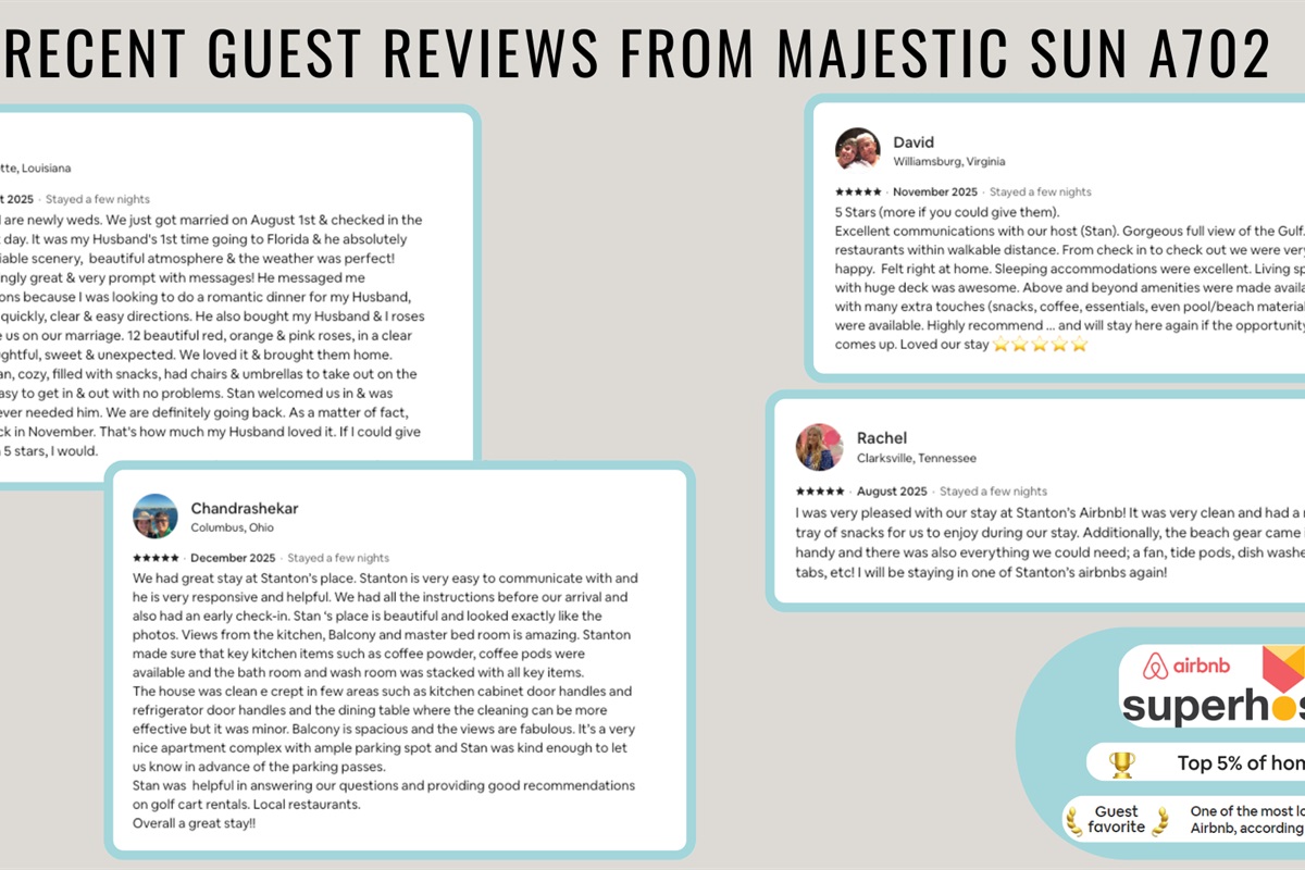 Recent reviews from happy guests show that you are in good hands!