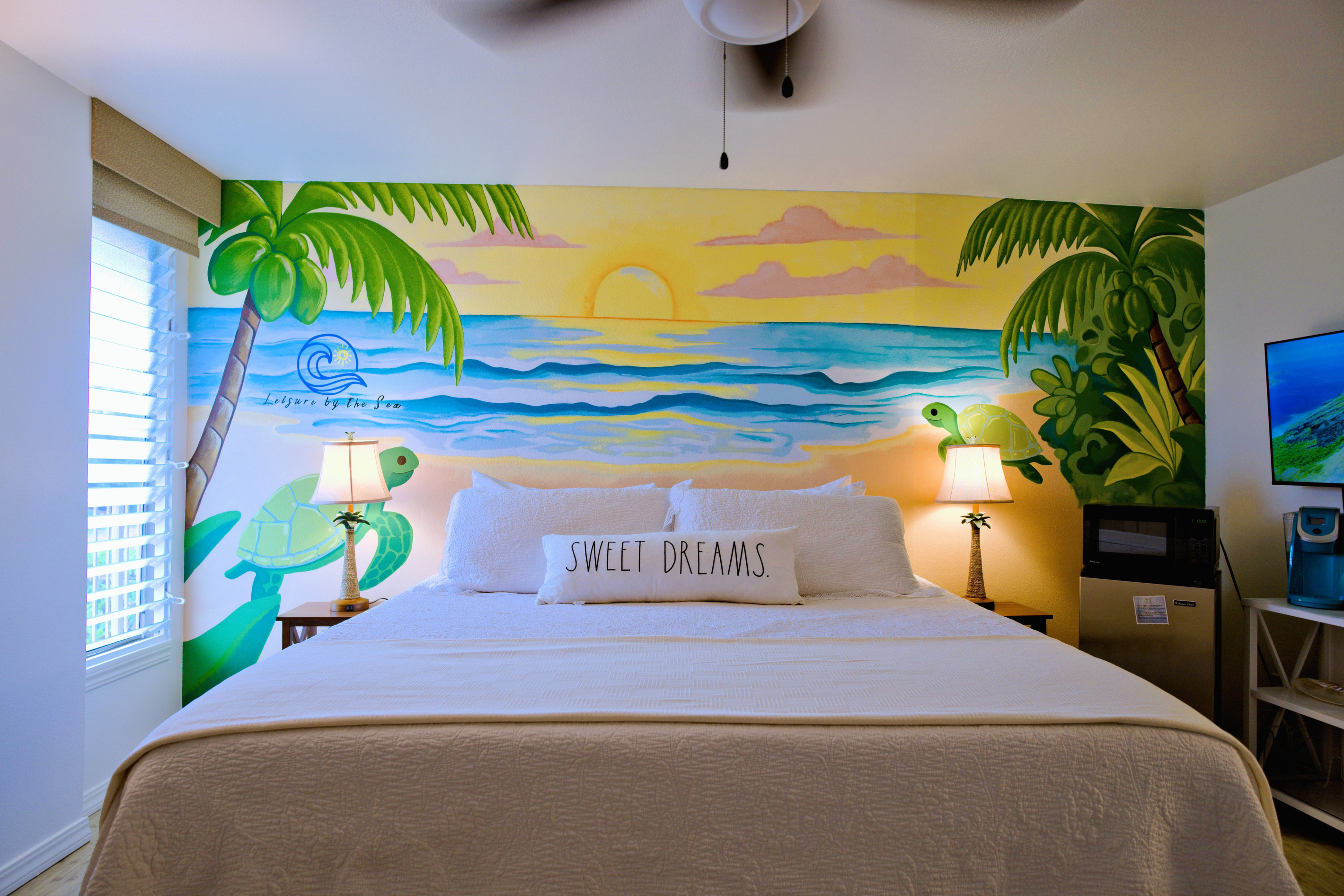 Rest comfortably in the king size bed after a long day of exploring