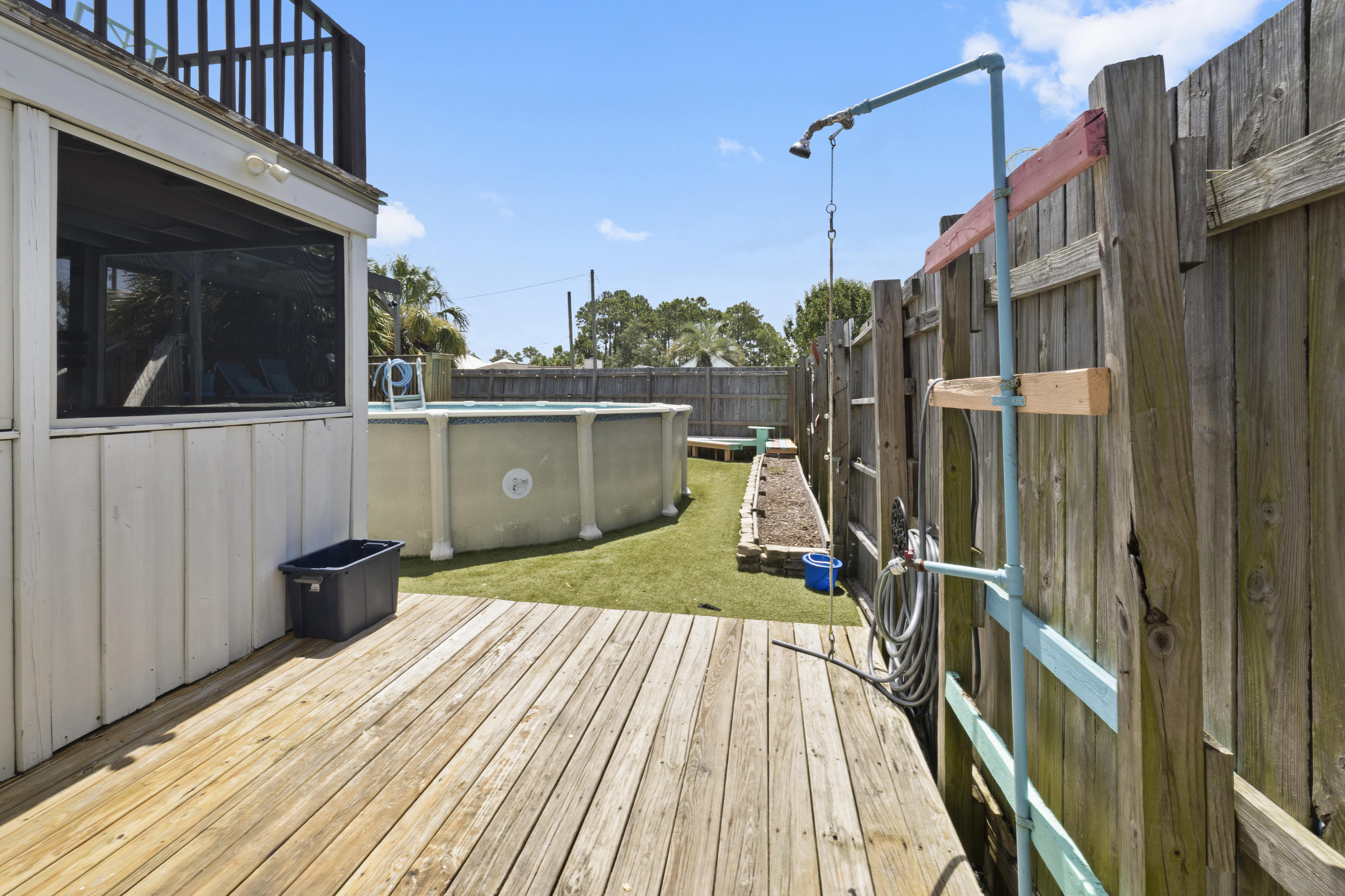 Wash off with this outdoor shower after beach day.