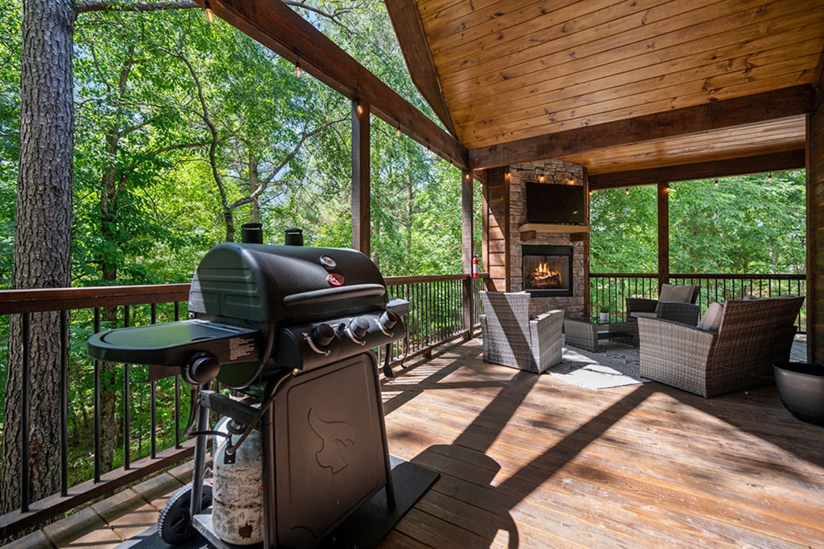 Gas fireplace for cooking dinner out!
