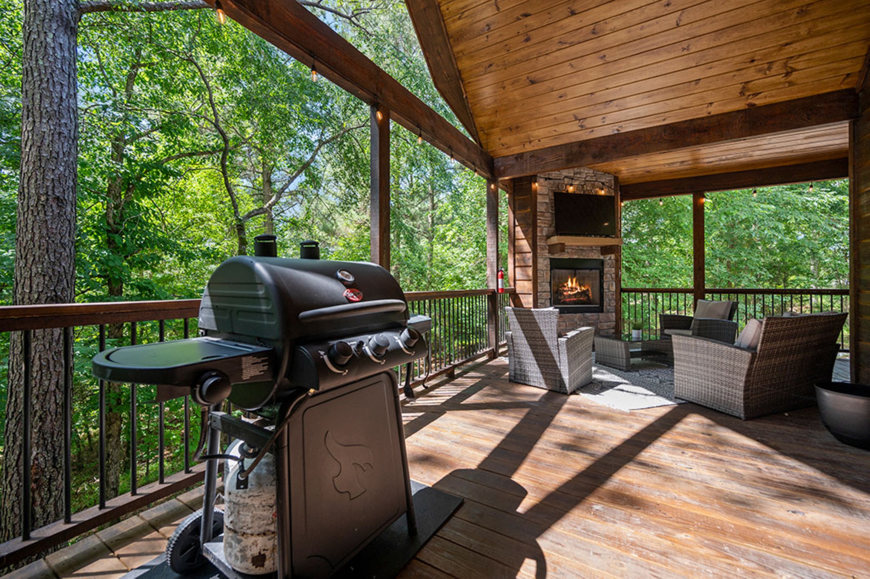 Gas fireplace for cooking dinner out!