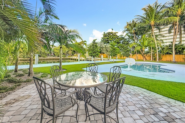Various tables and sitting areas around the property. 