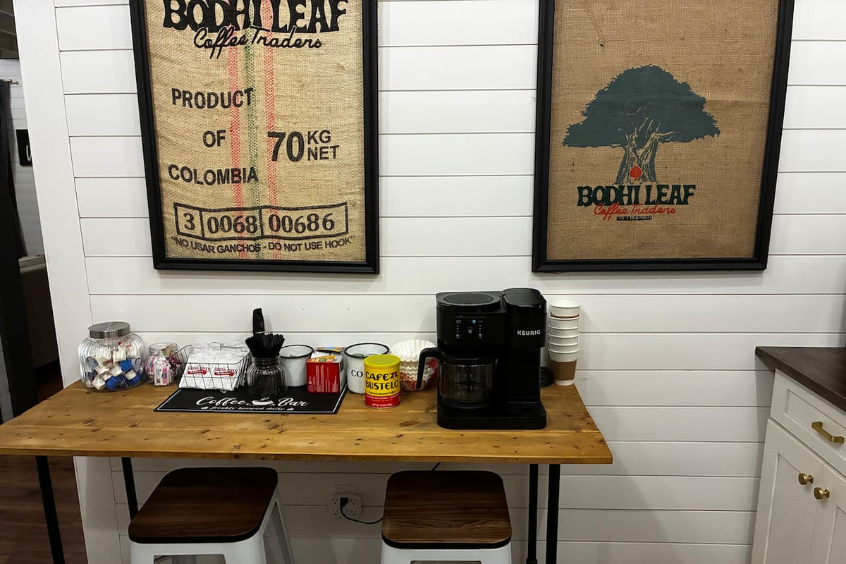 Enjoy your mornings with a full coffee, tea, & hot coco bar.