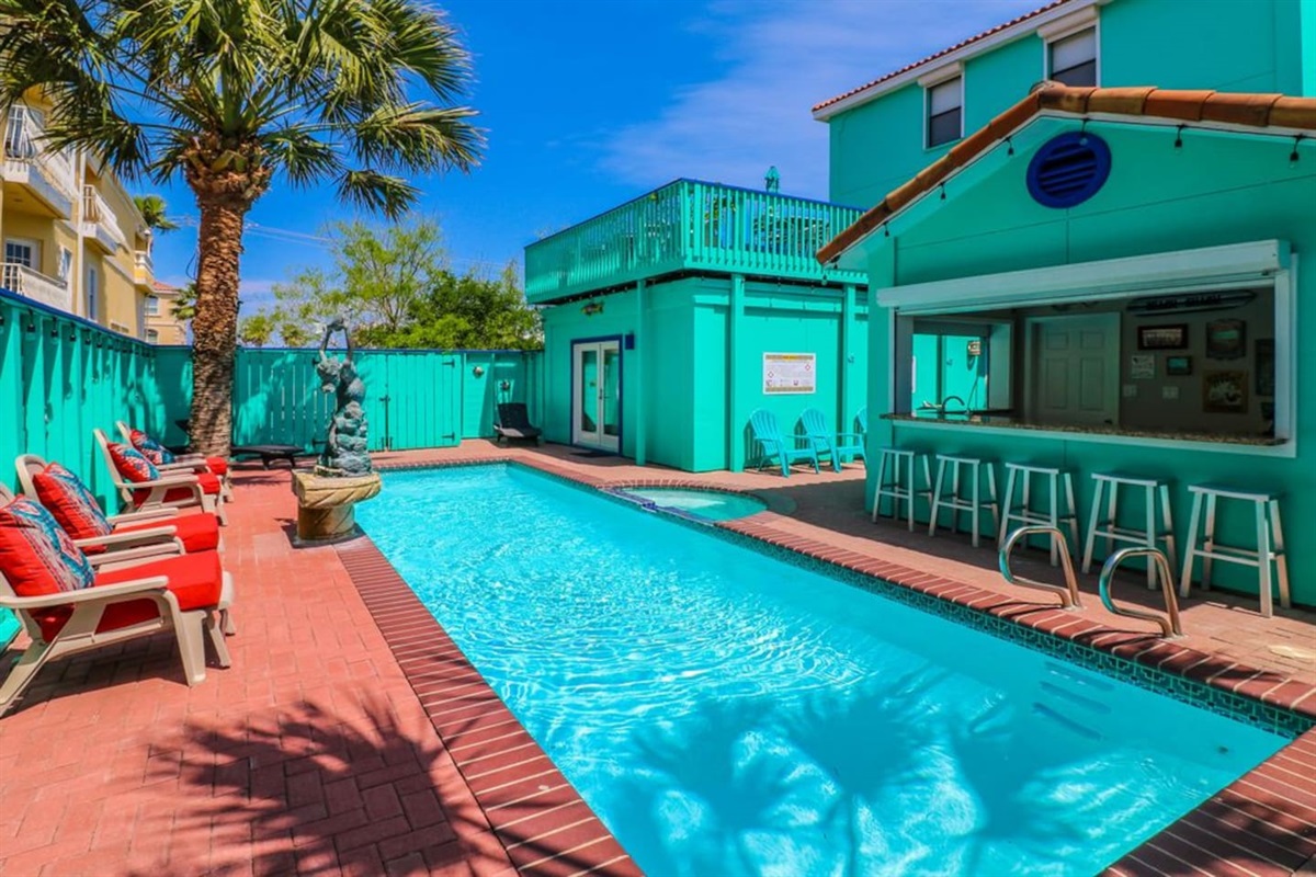 Enjoy Food & Drinks Poolside At The Awesome Cabana Bar & Grill.  The Hot Tub/Spa Is Available Day And Night In Your Own Private Backyard Oasis