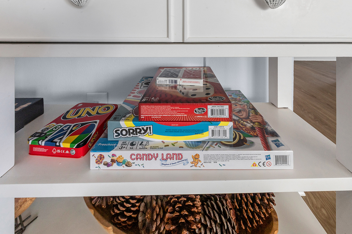 Guests are provided with games for the family on rainy days!