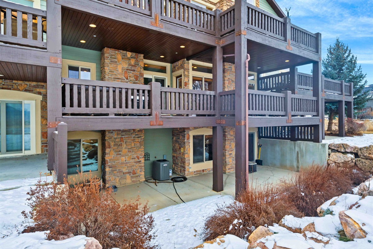 Exterior with multi-level decks and easy outdoor access.