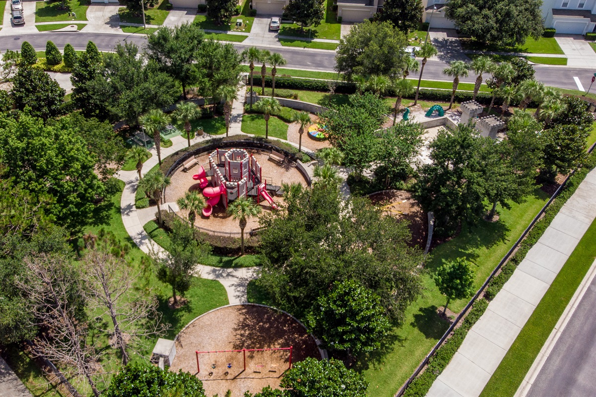 Let your littles run off all that energy at the castle themed fully fenced playground. Featuring climbing structures, slides, swings, and even teeter totters and a merry-go-round, this playground is sure to be a delight!