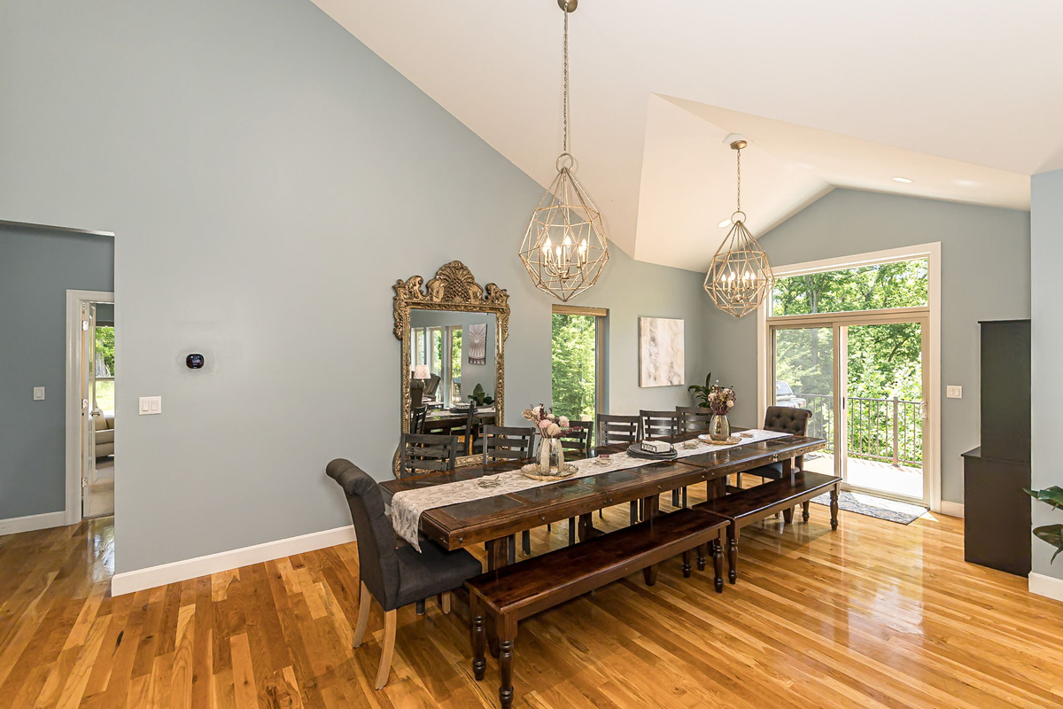 Dining table seats your entire group for meals and game nights.