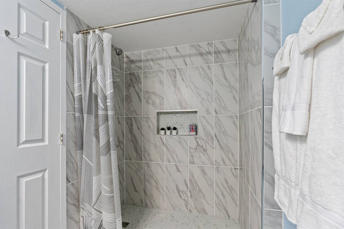 Updated walk-in shower for your enjoyment