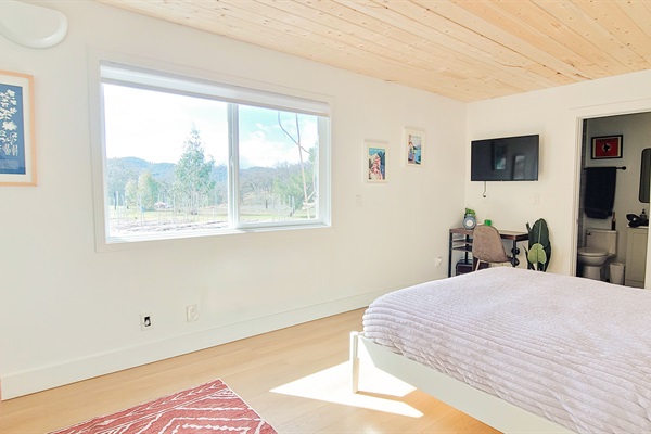 Cozy up on the memory foam futon and watch some TV when you need that down time!