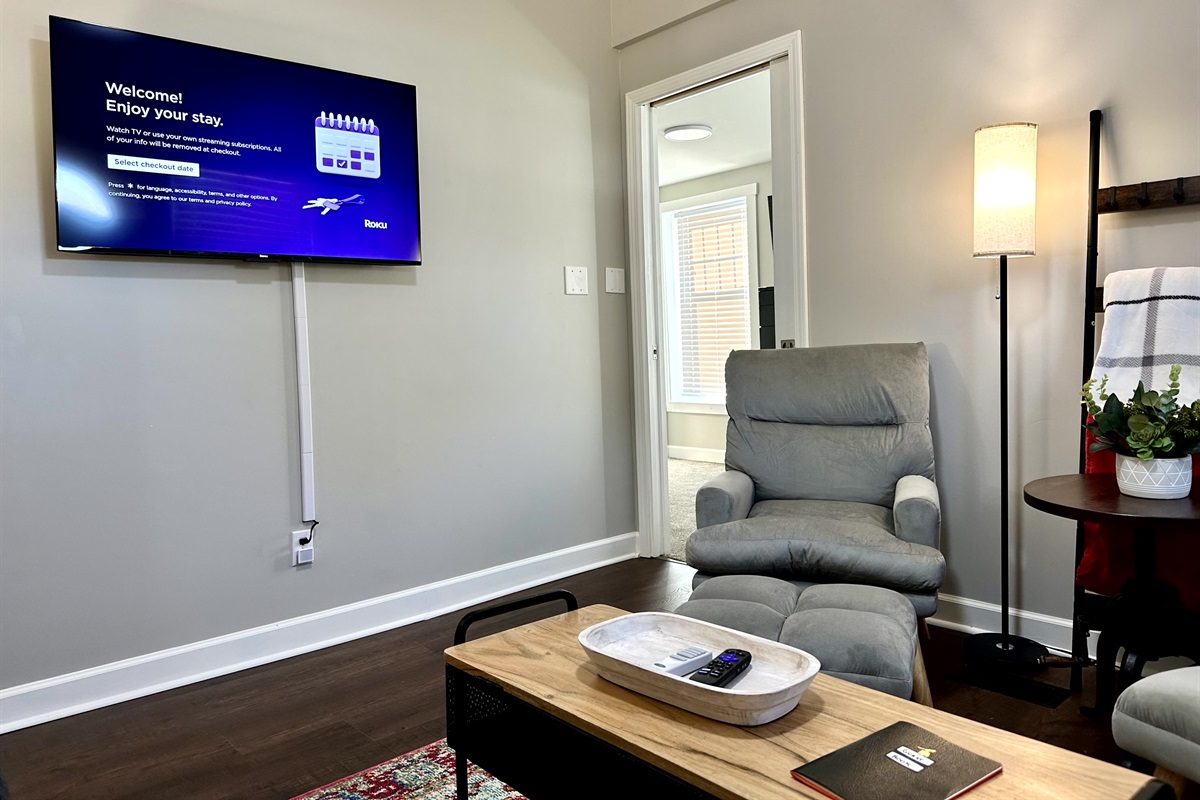 Large-screen Roku TV in the living room