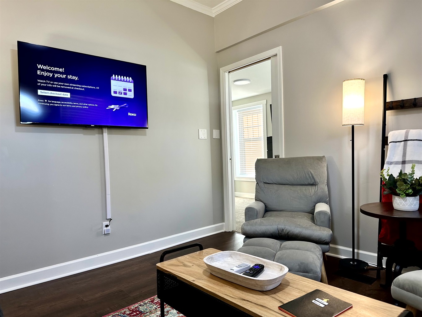 Large-screen Roku TV in the living room