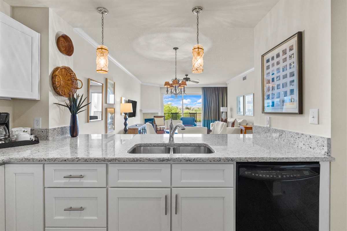Beautiful kitchen with granite countertops and elegant layout