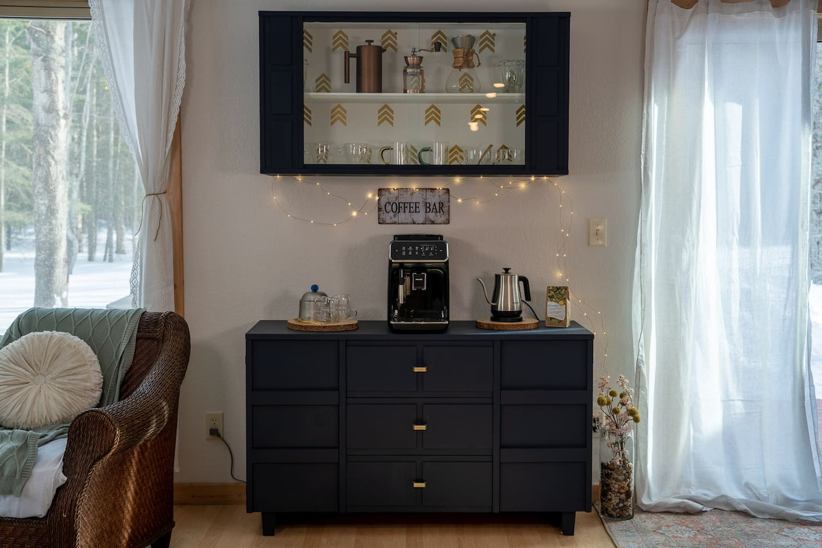 One of many incredible features of this home is the fun and thorough coffee bar!
