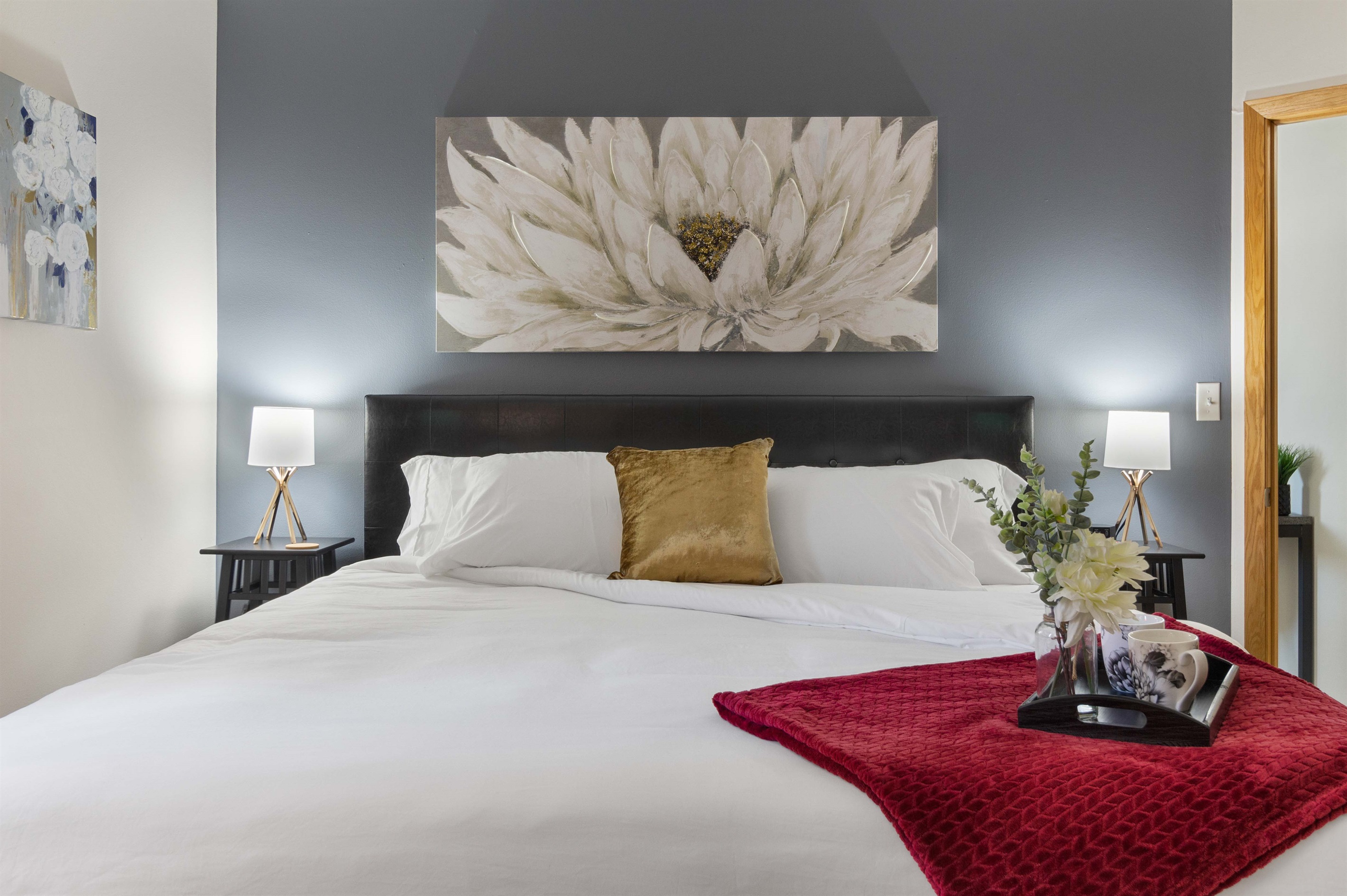 King bed offers a delightful place to sleep or watch TV