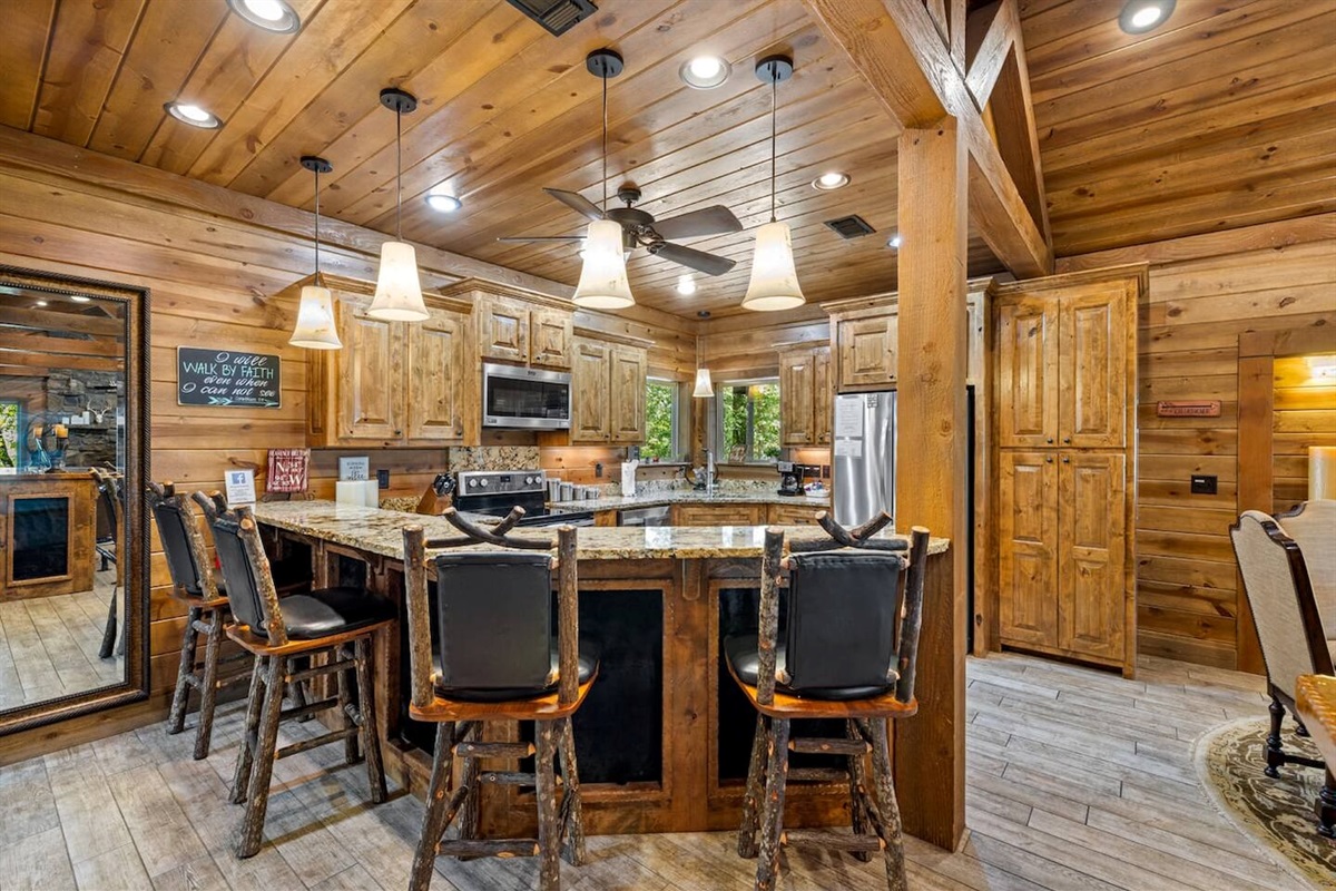 Rustic charm meets modern comfort in this inviting gathering spot
