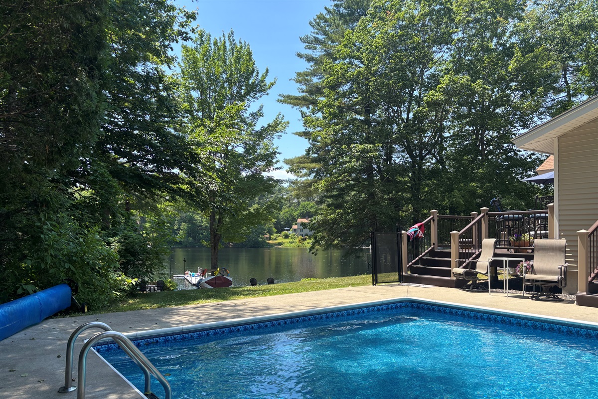 Brand new pool liner - pool fence is installed in summer