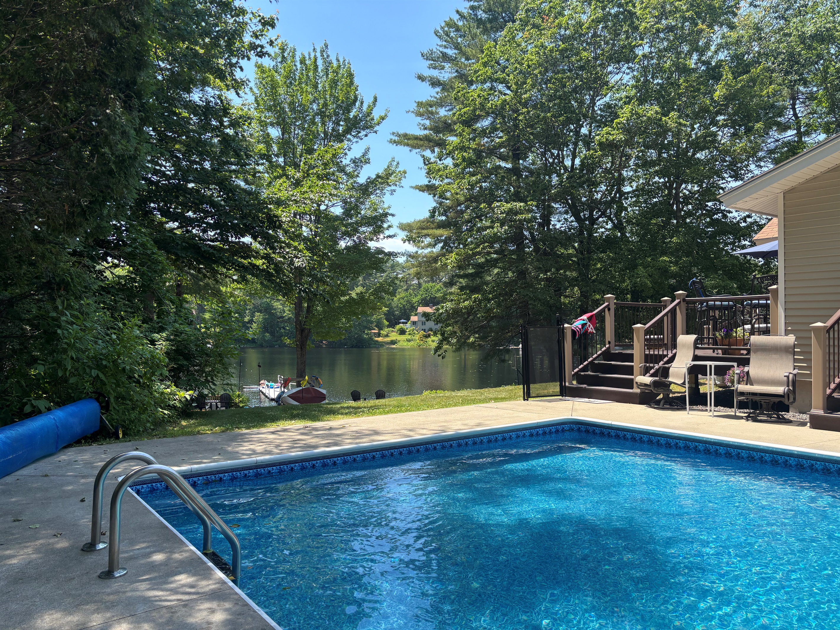 Brand new pool liner - pool fence is installed in summer